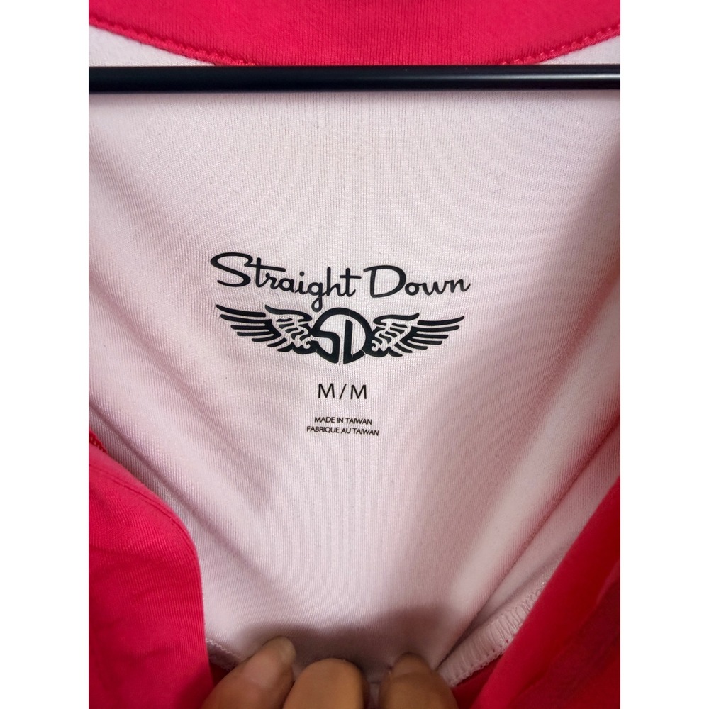 Straight Down Golf Pullover Womens M Pink Quarter Zip Steer Skull Long Sleeve - Picture 4 of 7